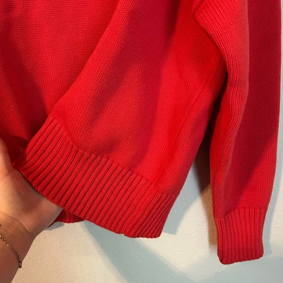 Women’s perfectwhitetee Sweater Janet Cotton Crewneck Sweater Poppy Red Slouch - Picture 6 of 7